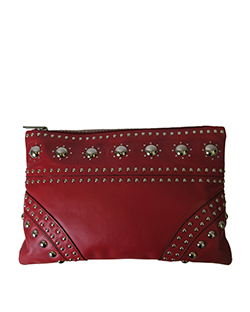 Studded Pochette, Leather, Red, MII/110, 3